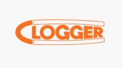A stylized orange logo with the word "logger" written in caps with a circular outline.