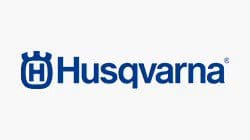 Husqvarna company logo with a blue "h" inside a crown shape above the brand name.
