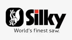 Logo of "silky" brand featuring a stylized fox within a square and the tagline "world's finest saw.