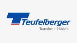 Teufelberger company logo with the slogan 'together in motion'.