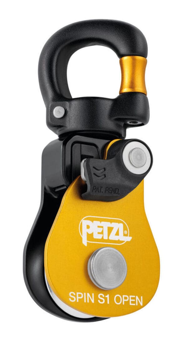 Petzl Spin S1 open pulley with carabiner.