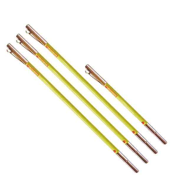 Four yellow fiberglass telescopic poles.