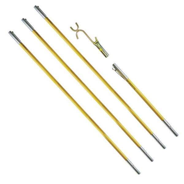 Yellow fiberglass telescopic extension pole set.