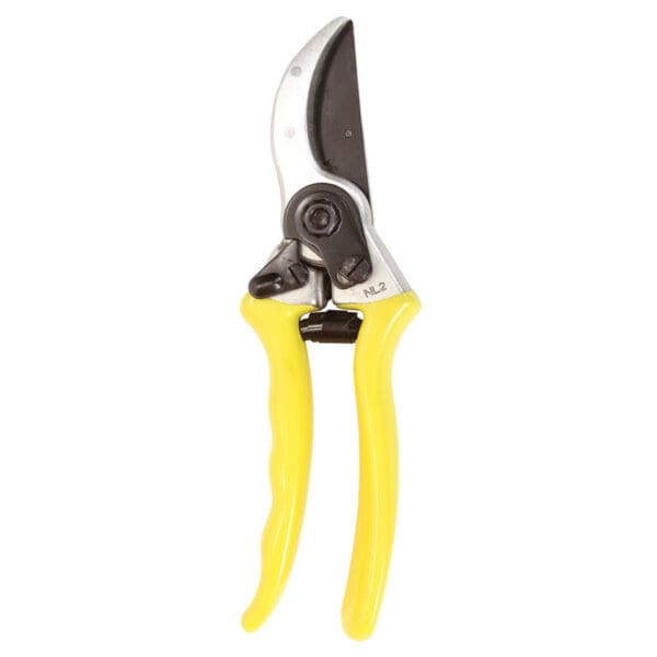 Yellow handled gardening shears.