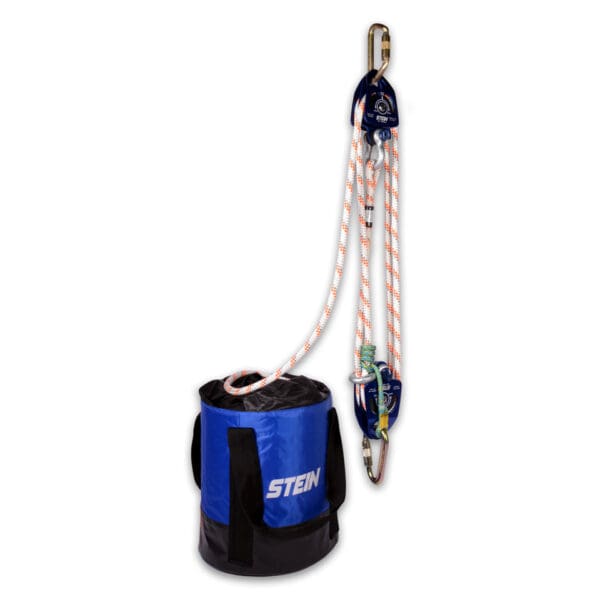 Stein rope rescue system with bag.