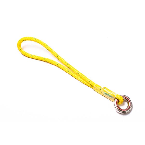 Yellow rope with metal ring loop.