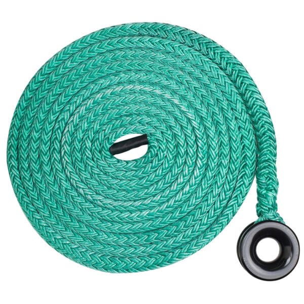 Green synthetic rope with a loop.