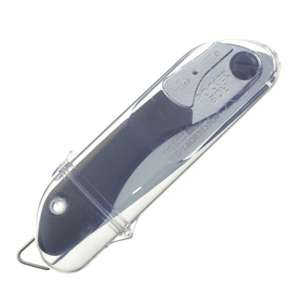 Clear plastic case for pocket saw.