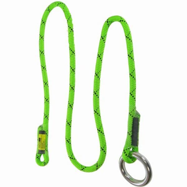 Lime green rope with ring and safety clip.