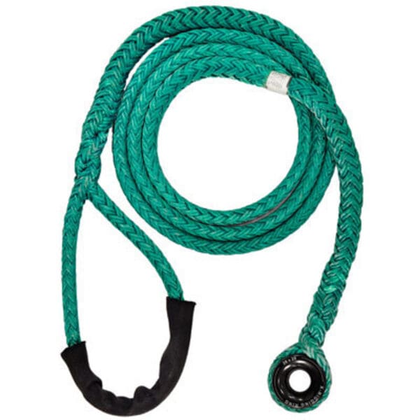 Green synthetic recovery rope with loop.