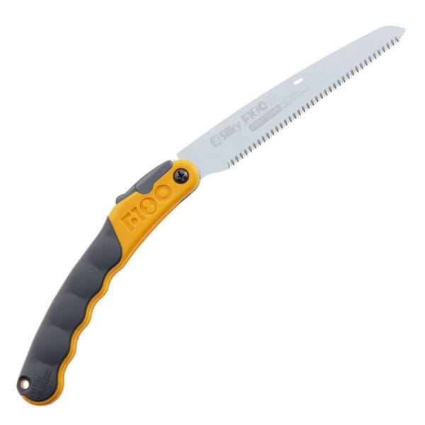 Silky F100 folding saw, black and yellow handle.