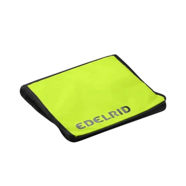 Yellow Edelrid storage bag with black trim.