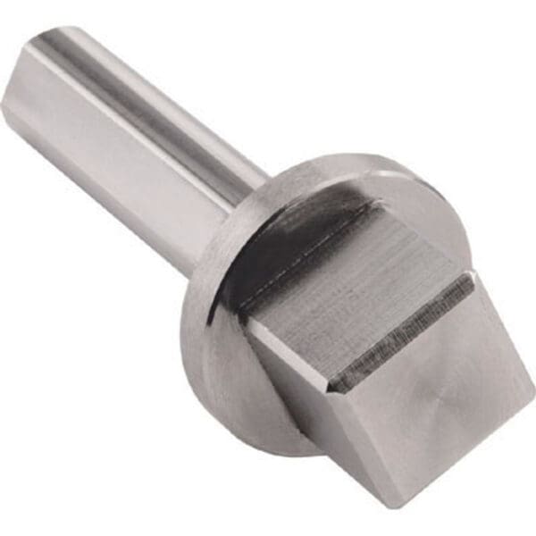 Silver metal square drill bit.