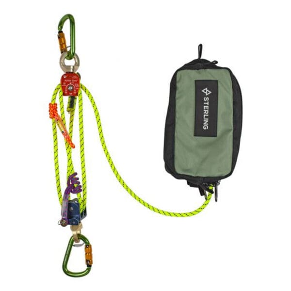 Sterling rope and pulley system with bag.