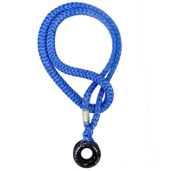 Blue rope with a ring attached.