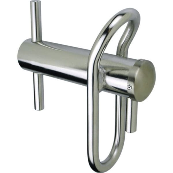 Stainless steel locking pin with handle.