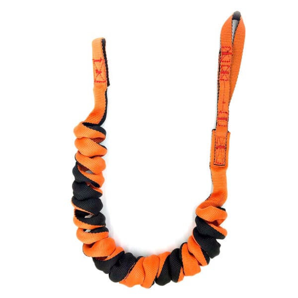 Black and orange coiled safety rope.